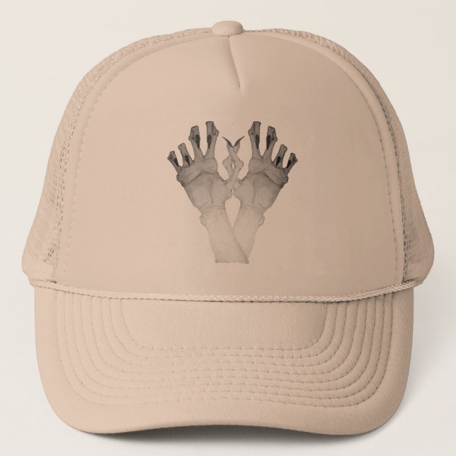 Scary gruesome monster hand with long nails trucker hat (Front)