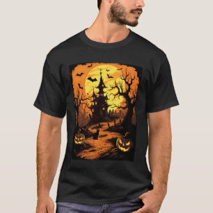 Scary Halloween bat Pumpkin Witch Black cat Haunte T-Shirt