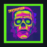 Scary Halloween Birthday Invite For Kids<br><div class="desc">Scary Halloween Birthday Invite For Kids featuring bright dayglo colors and zombie face design. A bright and bold design sure to stand out. Fully customizable text for all your party specifics.</div>