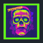 Scary Halloween Birthday Invite For Kids<br><div class="desc">Scary Halloween Birthday Invite For Kids featuring bright dayglo colors and zombie face design. A bright and bold design sure to stand out. Fully customizable text for all your party specifics.</div>