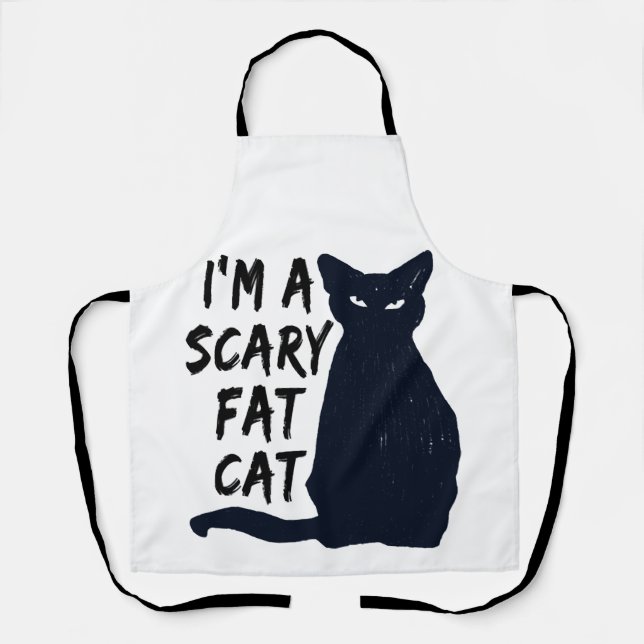 Scary Halloween Black Cat Design graphic Apron (Front)