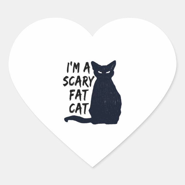 Scary Halloween Black Cat Design graphic Heart Sticker (Front)