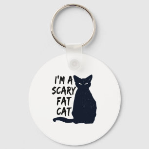 Scary Halloween Black Cat Design graphic Key Ring