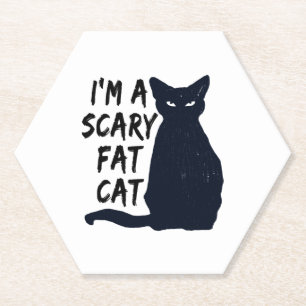 Scary Halloween Black Cat Design graphic Paper Coaster