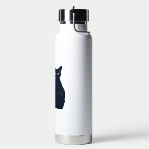 Scary Halloween Black Cat Design graphic Water Bottle