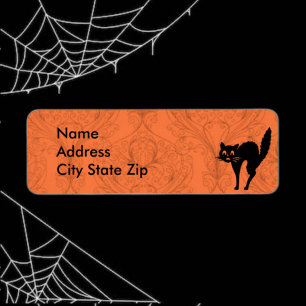 Scary Halloween Black Cat Return Address Label