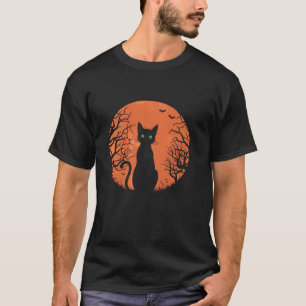 Scary Halloween Cat Costume Retro Cat Moon Vintage T-Shirt