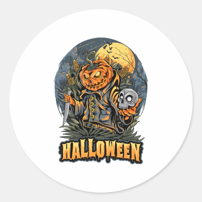 Scary Halloween  Classic Round Sticker (Front)
