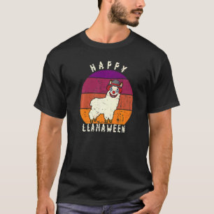 Scary Halloween Clown Llama Pun Happy Llamaween T-Shirt