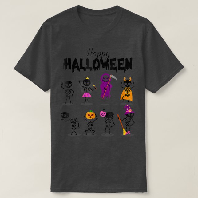 Scary Halloween Costume Happy Halloween Dancing Sk T-Shirt (Design Front)