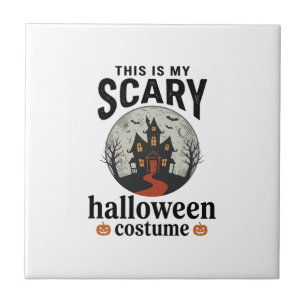 Scary Halloween Costume Haunted House Vector Desig Ceramic Tile