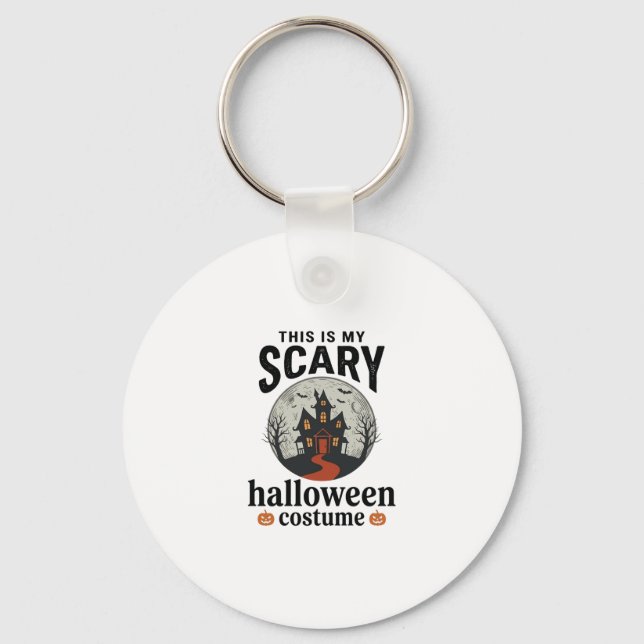 Scary Halloween Costume Haunted House Vector Desig Key Ring (Front)