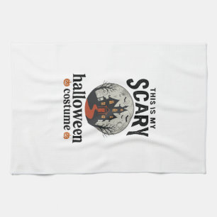 Scary Halloween Costume Haunted House Vector Desig Tea Towel