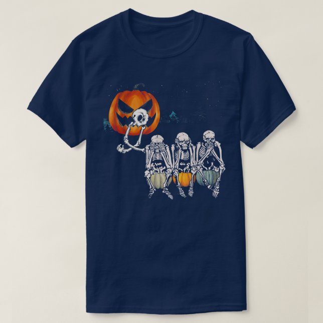 Scary Halloween Costume Pumpkin Skeletons Jack o L T-Shirt (Design Front)