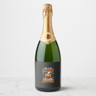 Scary Halloween Costume Pumpkin Witch Hat Design_1 Sparkling Wine Label