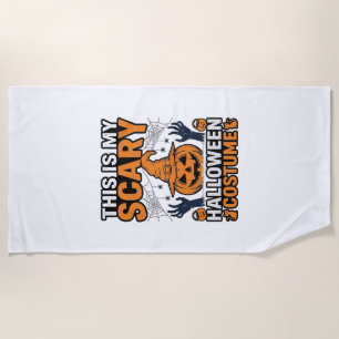 Scary Halloween Costume Pumpkin Witch Hat Shirt_1 Beach Towel