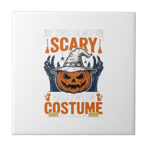 Scary Halloween Costume Pumpkin Witch Hat Shirt_1 Ceramic Tile