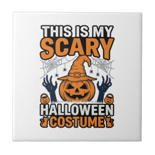 Scary Halloween Costume Pumpkin Witch Hat Shirt_1 Ceramic Tile