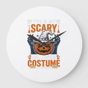 Scary Halloween Costume Pumpkin Witch Hat Shirt_1 Large Clock