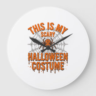 Scary Halloween Costume Spider Web Vintage Design_ Large Clock