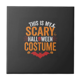 Scary Halloween Costume Typography Bat Design Ceramic Tile