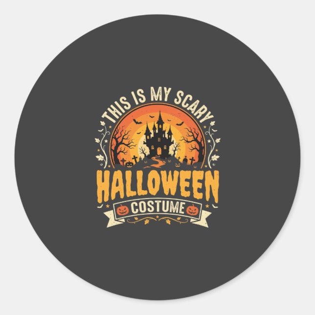 Scary Halloween Costume Vector Design Classic Round Sticker (Front)