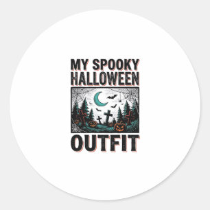 Scary Halloween Costume Vintage Graveyard Tee_1 Classic Round Sticker
