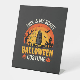 Scary Halloween Costume Vintage Sunset Design_1 Pedestal Sign