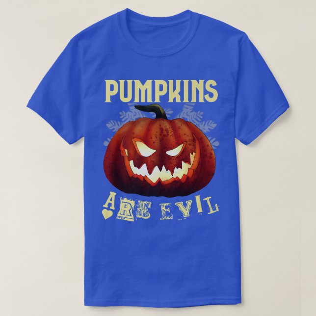 Scary Halloween Creepy Pumpkin  T-Shirt (Design Front)