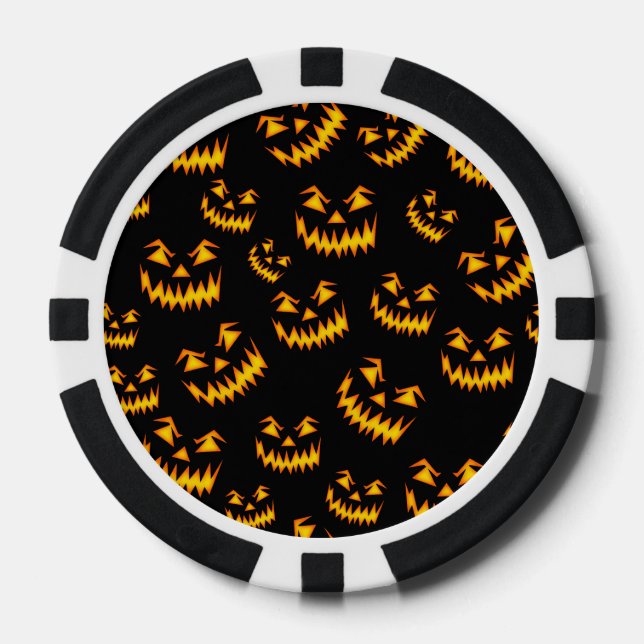 Scary Halloween Faces Poker Chips (Front)