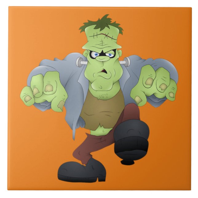 Scary Halloween Frankenstein Ceramic Tile (Front)