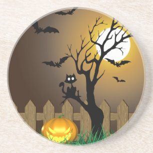 Scary Halloween Garden Scene Coaster