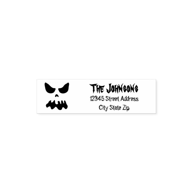 Scary Halloween ghost face party address ink stamp (Design)