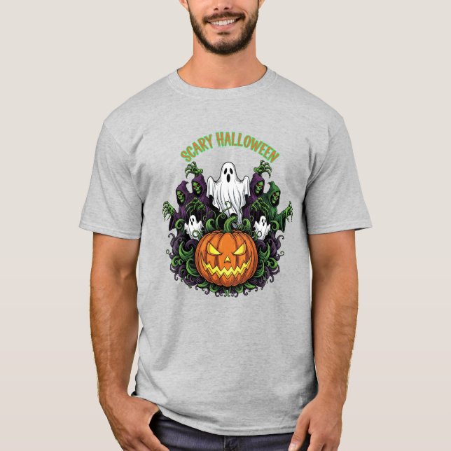Scary Halloween Ghost & Reaper Tee (Front)