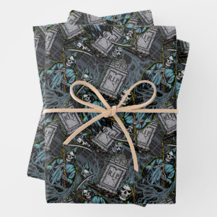 Scary Halloween Grim Reaper Grave Stones Wrapping Paper Sheet
