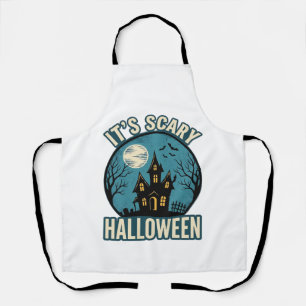 Scary Halloween Haunted House Vintage Shirt Design Apron