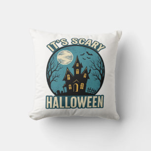 Scary Halloween Haunted House Vintage Shirt Design Cushion