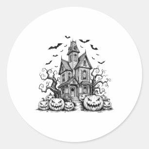 Scary Halloween House Spooky Season Ts Fall Jack-o Classic Round Sticker