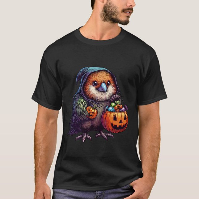Scary Halloween Kiwi Bird Ghost Spooky Candy Bag 1 T-Shirt (Front)