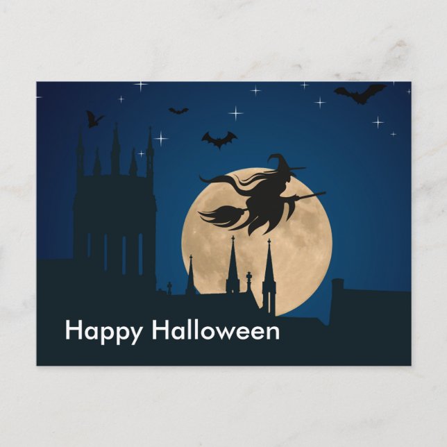 Scary Halloween Night Postcard (Front)