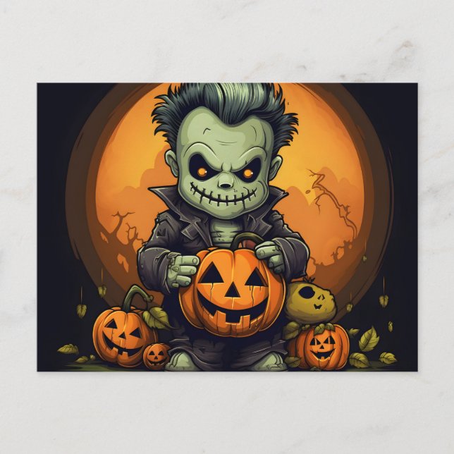 Scary Halloween Night Postcard (Front)
