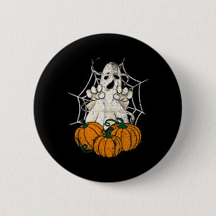 Scary Halloween Night Pumpkin Ghoul Spider Web Cre 6 Cm Round Badge