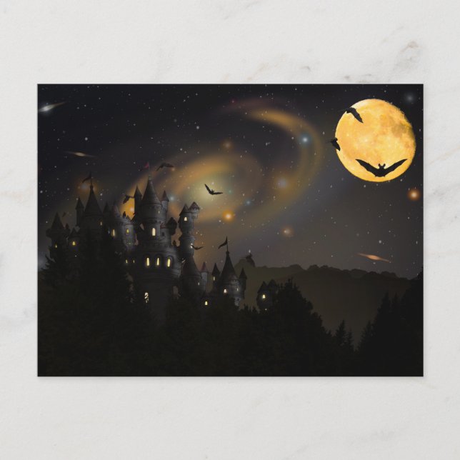 Scary Halloween Night with Owls Postcard (Front)