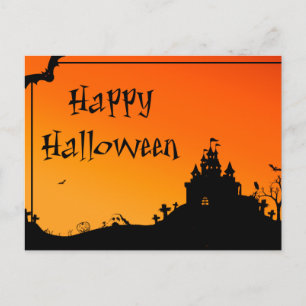 Scary Halloween Night with Owls Postcard