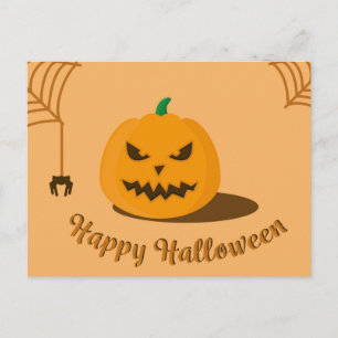 Scary Halloween Night with Pumpkin Postcard