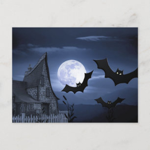 Scary Halloween Night with Raven Crow Postcard