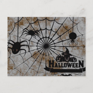 Scary Halloween Night with Spider Web Postcard
