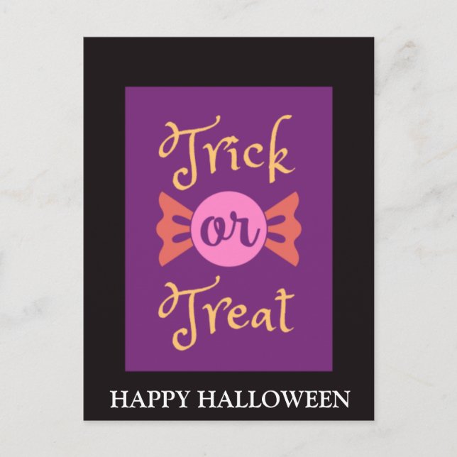 Scary Halloween Night with Trick or Treat Postcard (Front)