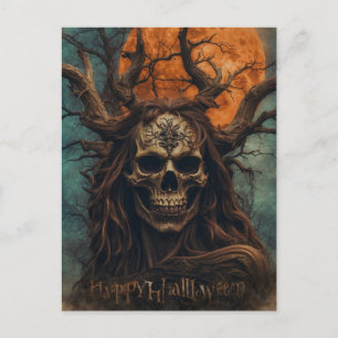 Scary Halloween Night with Witch Postcard