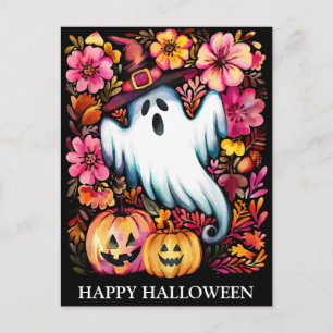 Scary Halloween Night with Witch Postcard